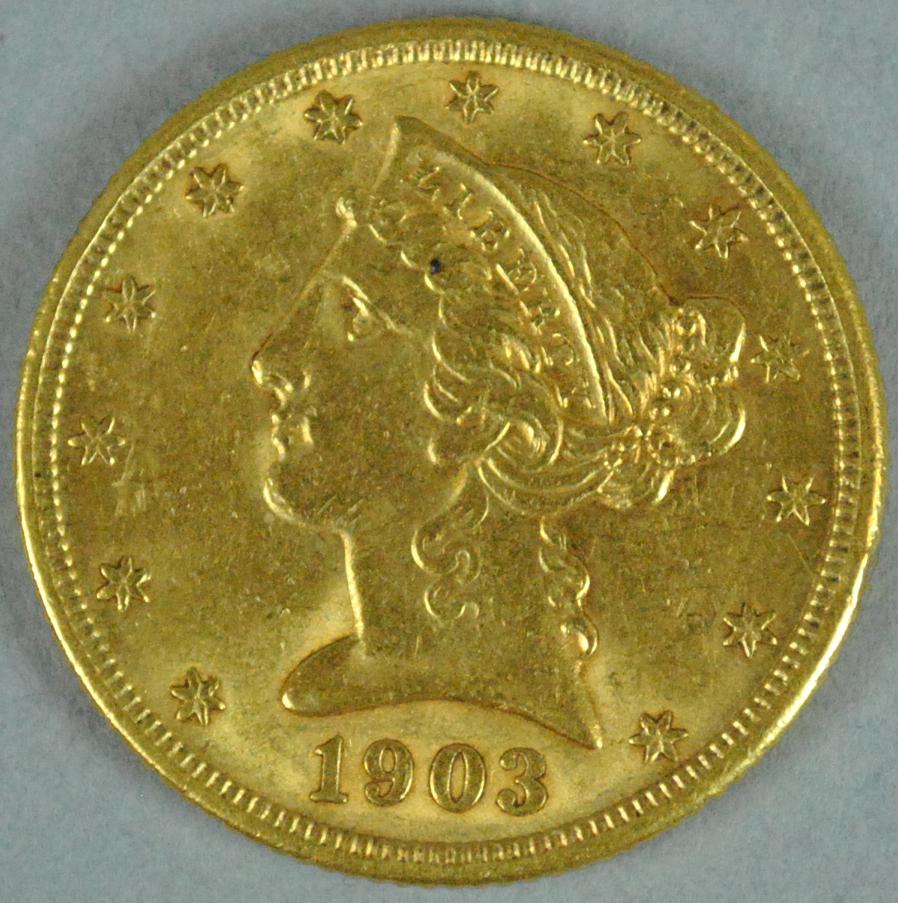 1903 $5 HALF EAGLE US GOLD COIN (1 of 2)