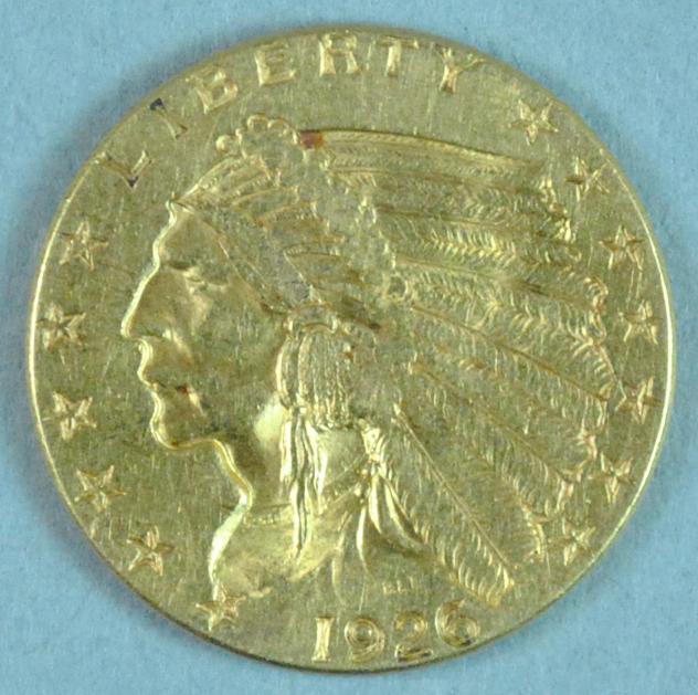 1926 US INDIAN HEAD $2.50 QUARTER EAGLE GOLD COIN (1 of 2)