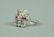 ART DECO 14K WHITE ZIRCON & RED STONE RING