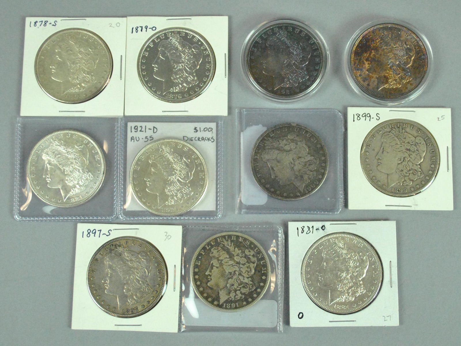 (11) US MORGAN SILVER DOLLAR COINS INCL. 1891-CC (1 of 1)