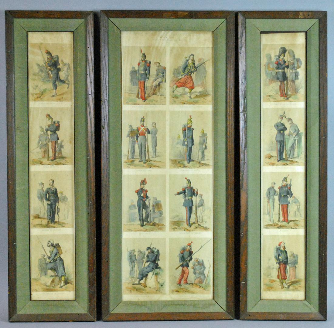 (3) FRENCH HAND COLORED MILITARY ENGRAVINGS (1 of 7)