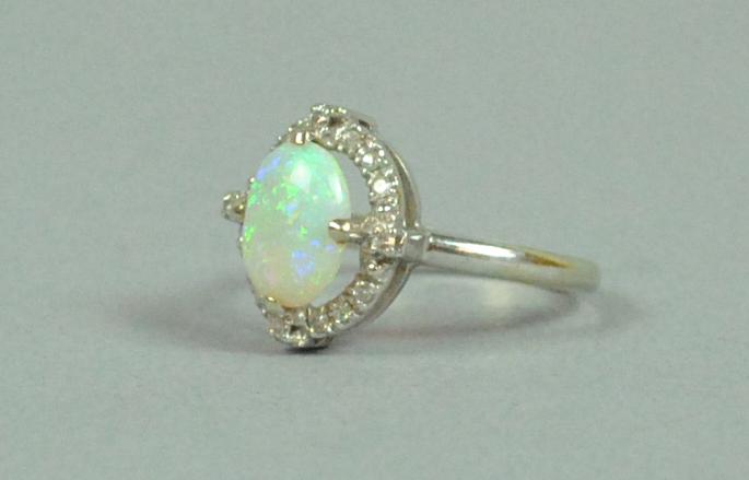 14K OPAL & DIAMOND HALO RING (1 of 4)