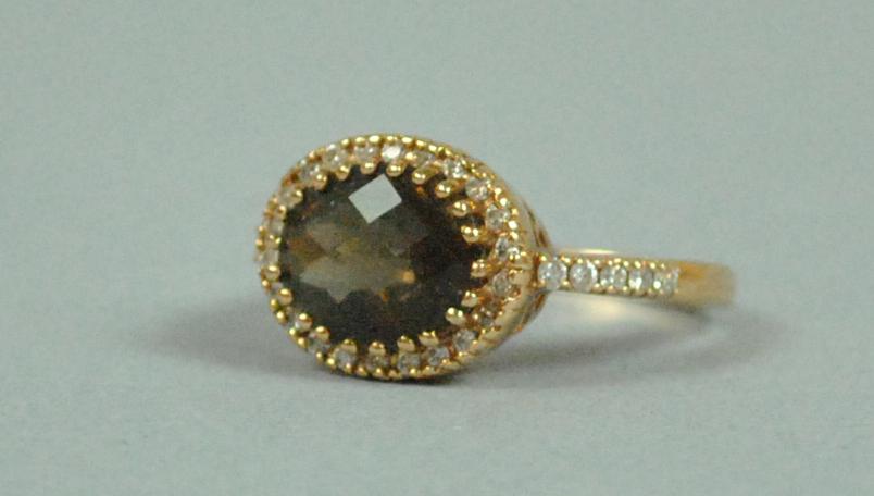 14K BERYL & DIAMOND RING (1 of 4)