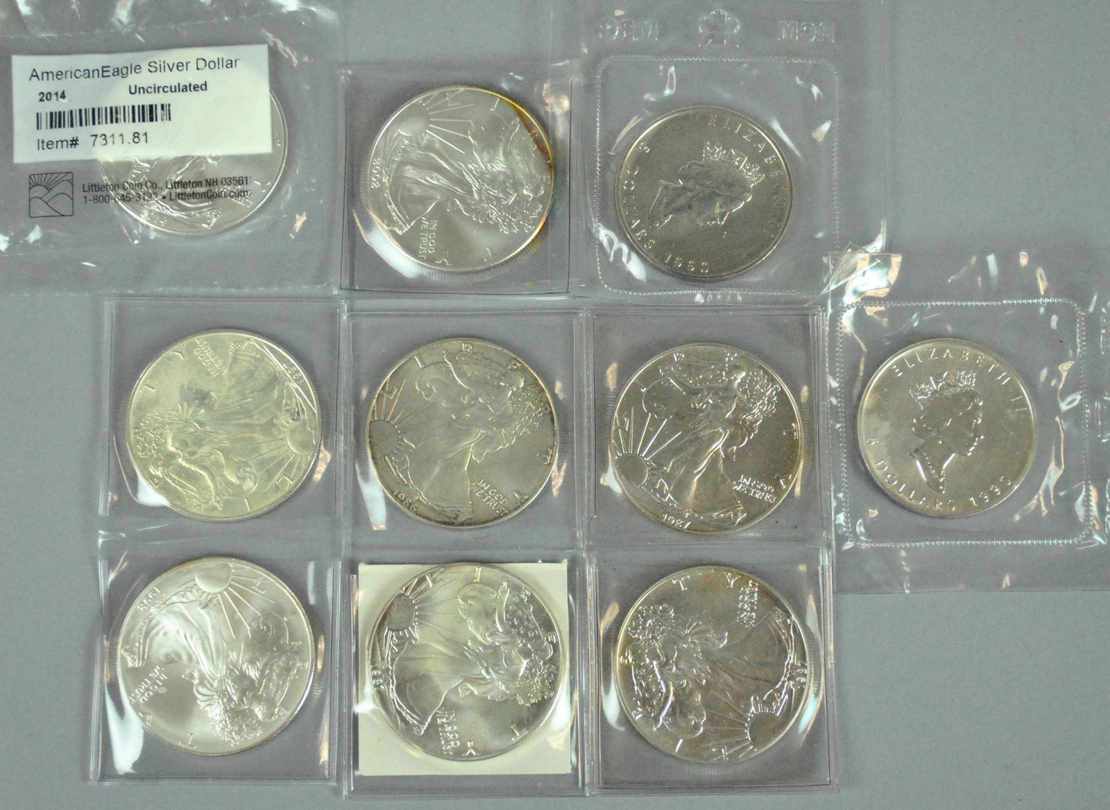 (10) $1 AMERICAN EAGLE & $5 CANADIAN MAPLE LEAF (1 of 1)