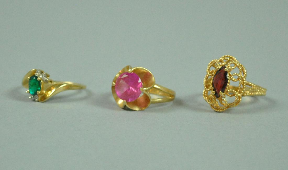 (3) GOLD GEMSTONE RINGS (1 of 4)