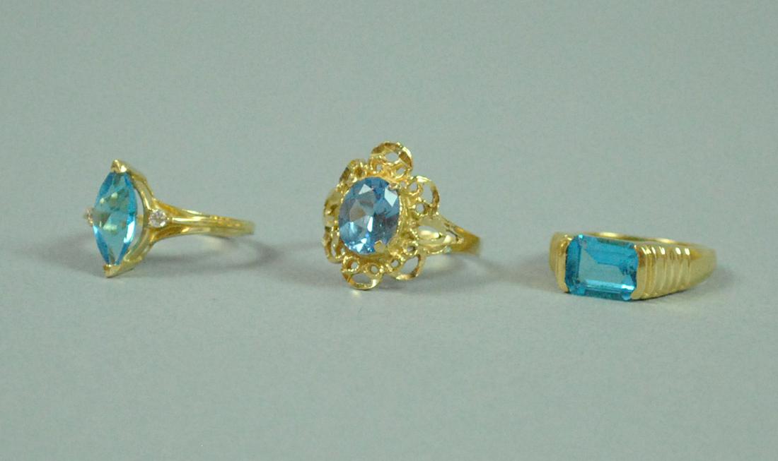 (3) 14K BLUE STONE RINGS (1 of 4)