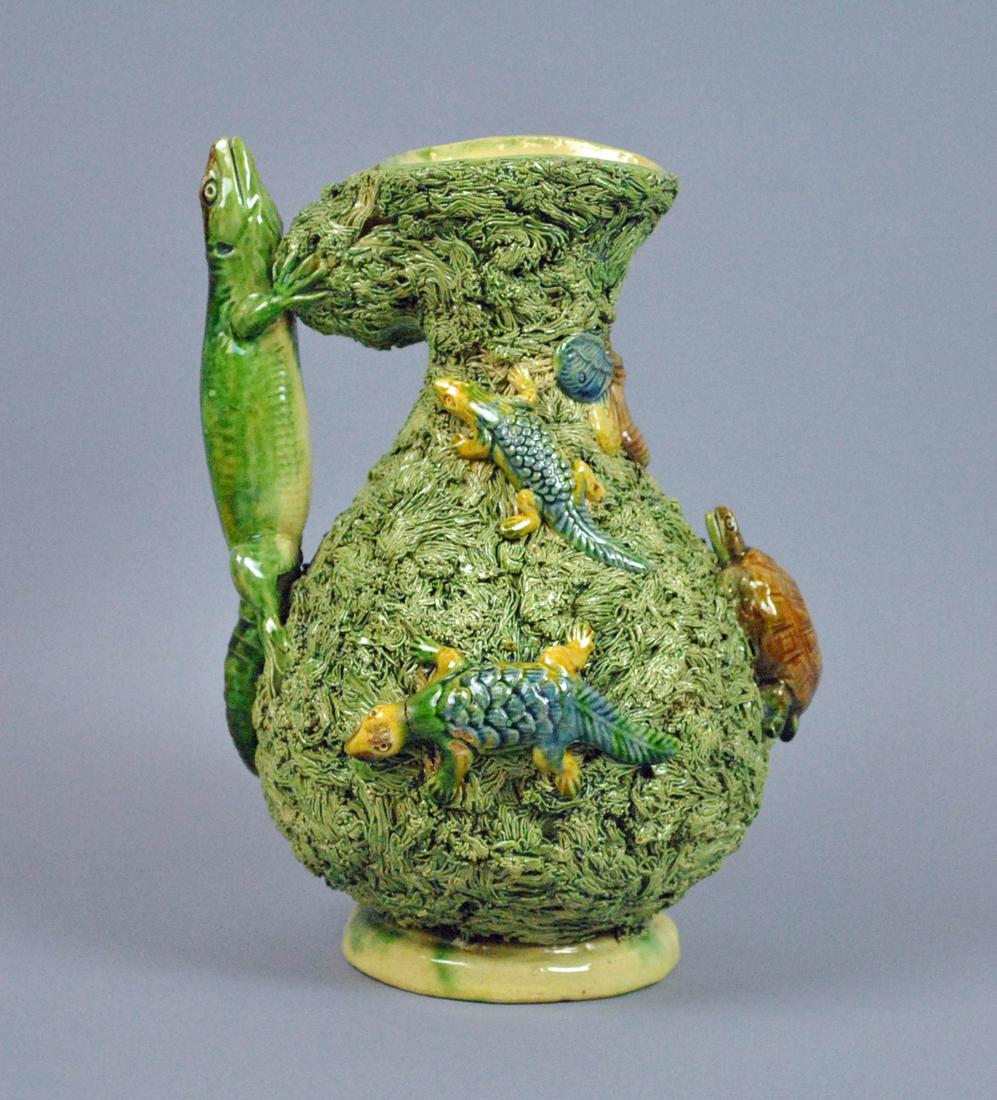 PORTUGUESE MAJOLICA PALISSY WARE JUG BY M. MAFRA (1 of 7)