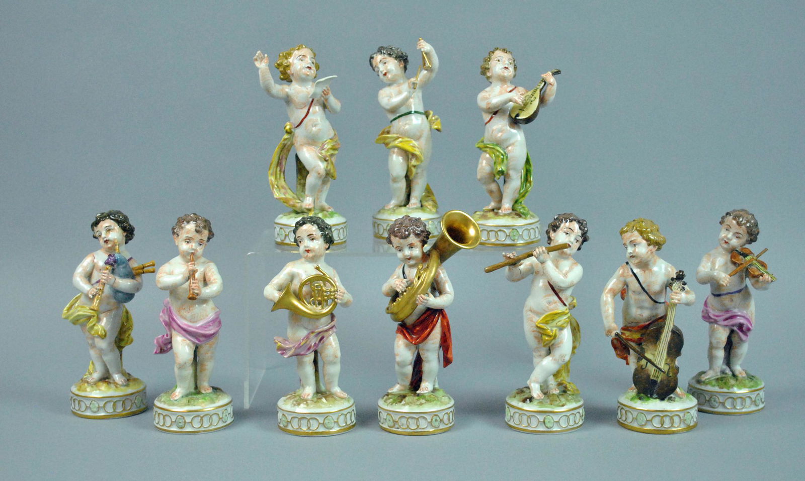 (10) PIECE CAPODIMONTE CERAMIC PUTTI BAND (1 of 5)