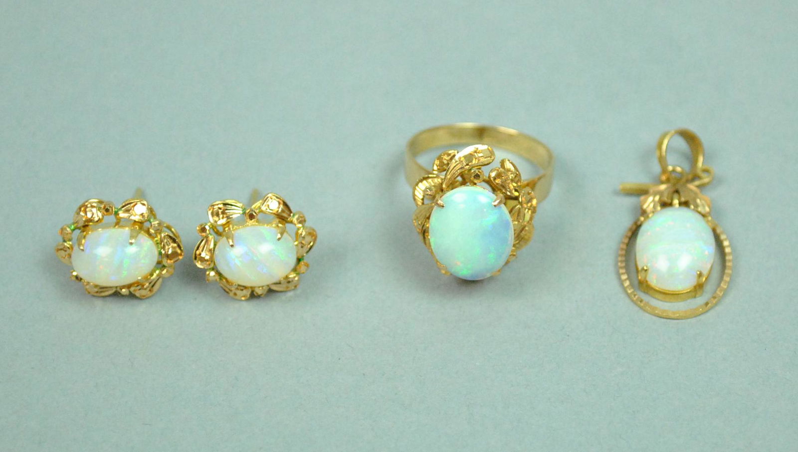 18K OPAL RING, EARRINGS & PENDANT (1 of 6)