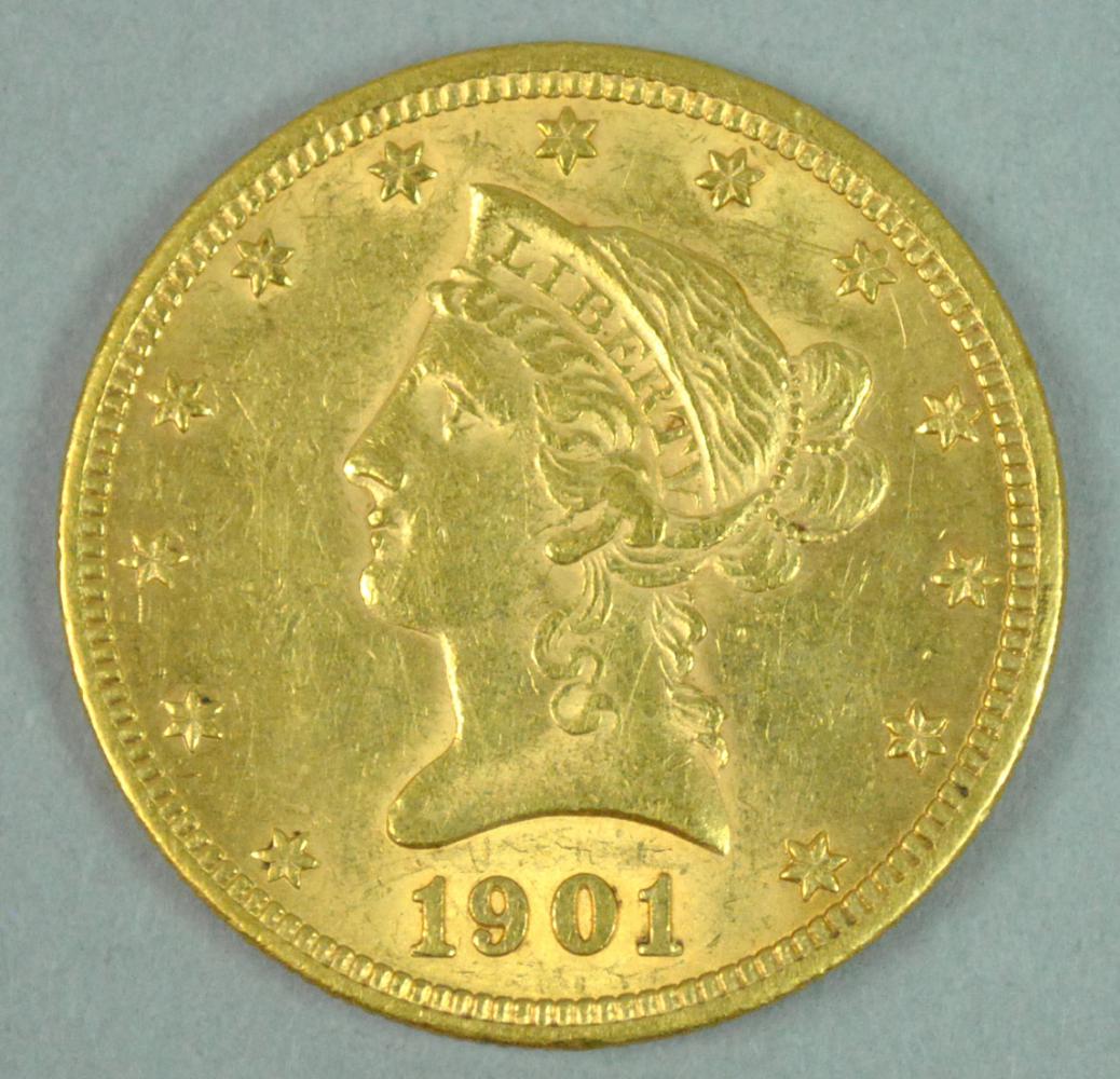 1901 $10 EAGLE US GOLD COIN (1 of 2)