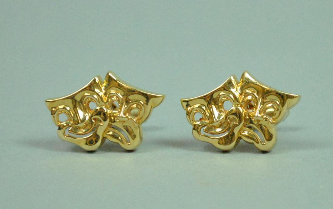 PAIR 14K THEATER MASK CUFFLINKS (1 of 2)