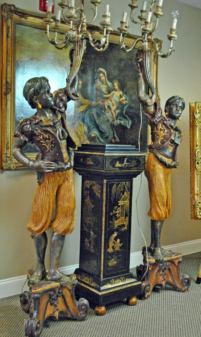 PAIR 10-LIGHT BLACKAMOOR TORCHIER FLOOR LAMPS (1 of 6)