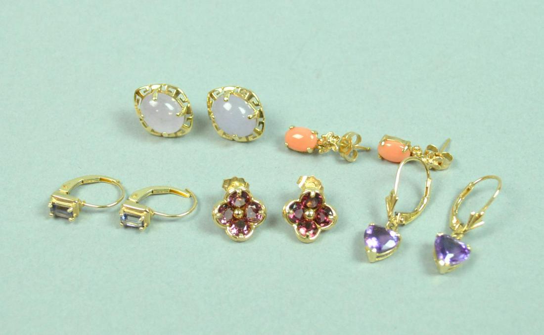 (5) PAIRS 14K EARRINGS - STUDS & DANGLES (1 of 1)