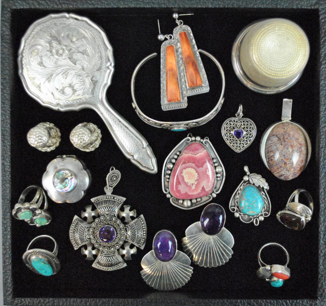 (17) PIECE SILVER JEWELRY & OBJECTS GROUP (1 of 6)
