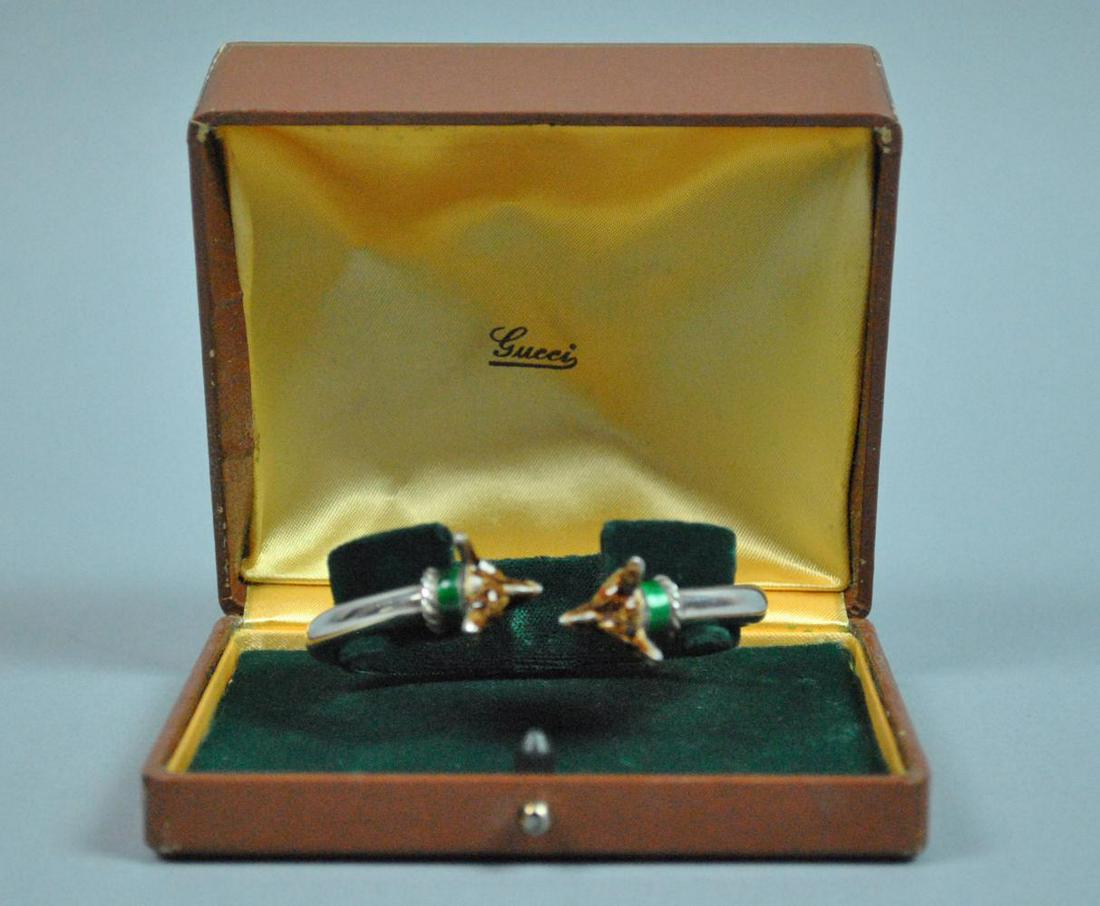 GUCCI STERLING & ENAMEL FOX HEAD BANGLE BRACELET (1 of 5)