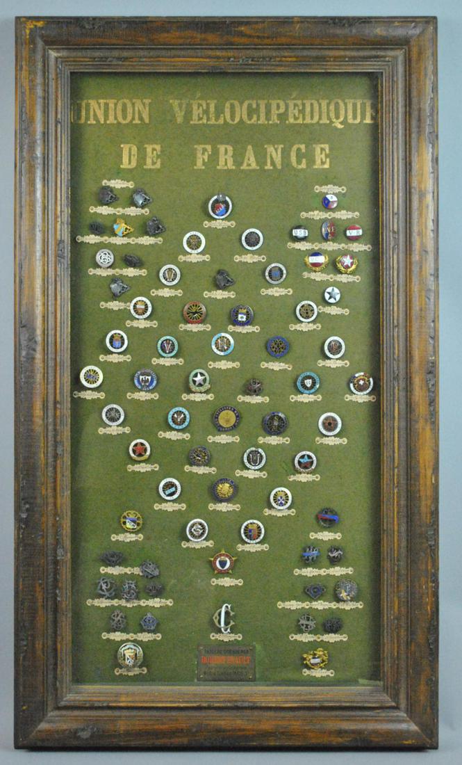 APPROX. 70 FRAMED FRENCH CYCLIST PINS (1 of 9)