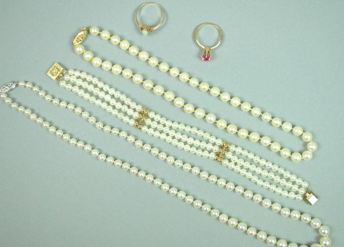 (5) PIECE GOLD PEARLS & RINGS GROUP (1 of 6)