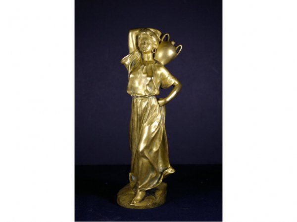 PAUL HYPOLYTE RENE ROUSSEL (French, 1867-1928): Lady with Jug", dore bronze, signed with foundry mark: "Paul-Roussel, Fondeur Siot-Decauville, Paris K596", 10in."