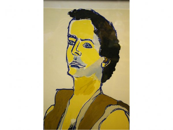ALICE NEEL (American, 1901-1984): Seated Male", silkscreen in colors, pencil signed and numbered 99/100, dated '80, information verso, 36x27in."