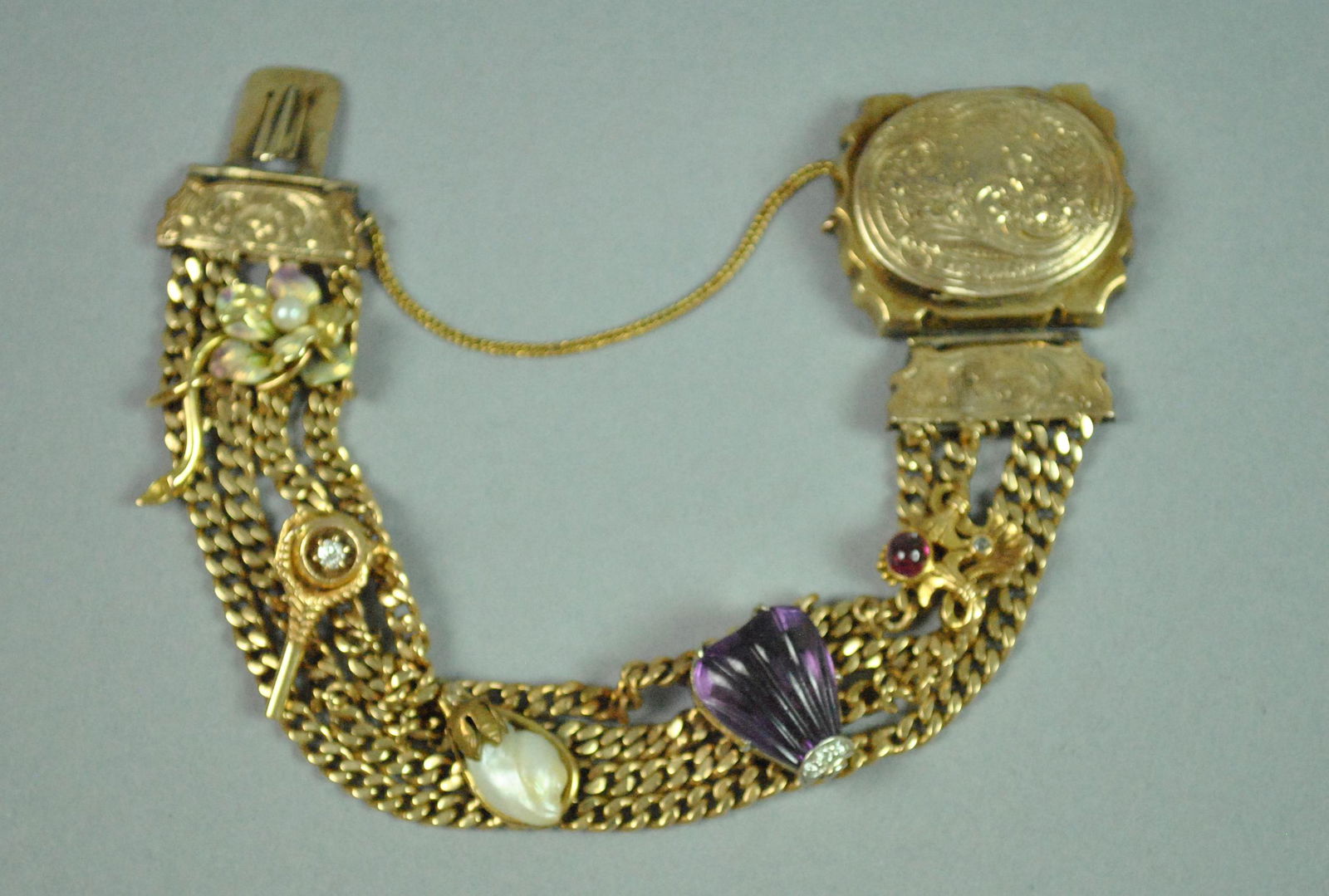 12K-14K VICTORIAN MOURNING LOCKET BRACELET (1 of 8)