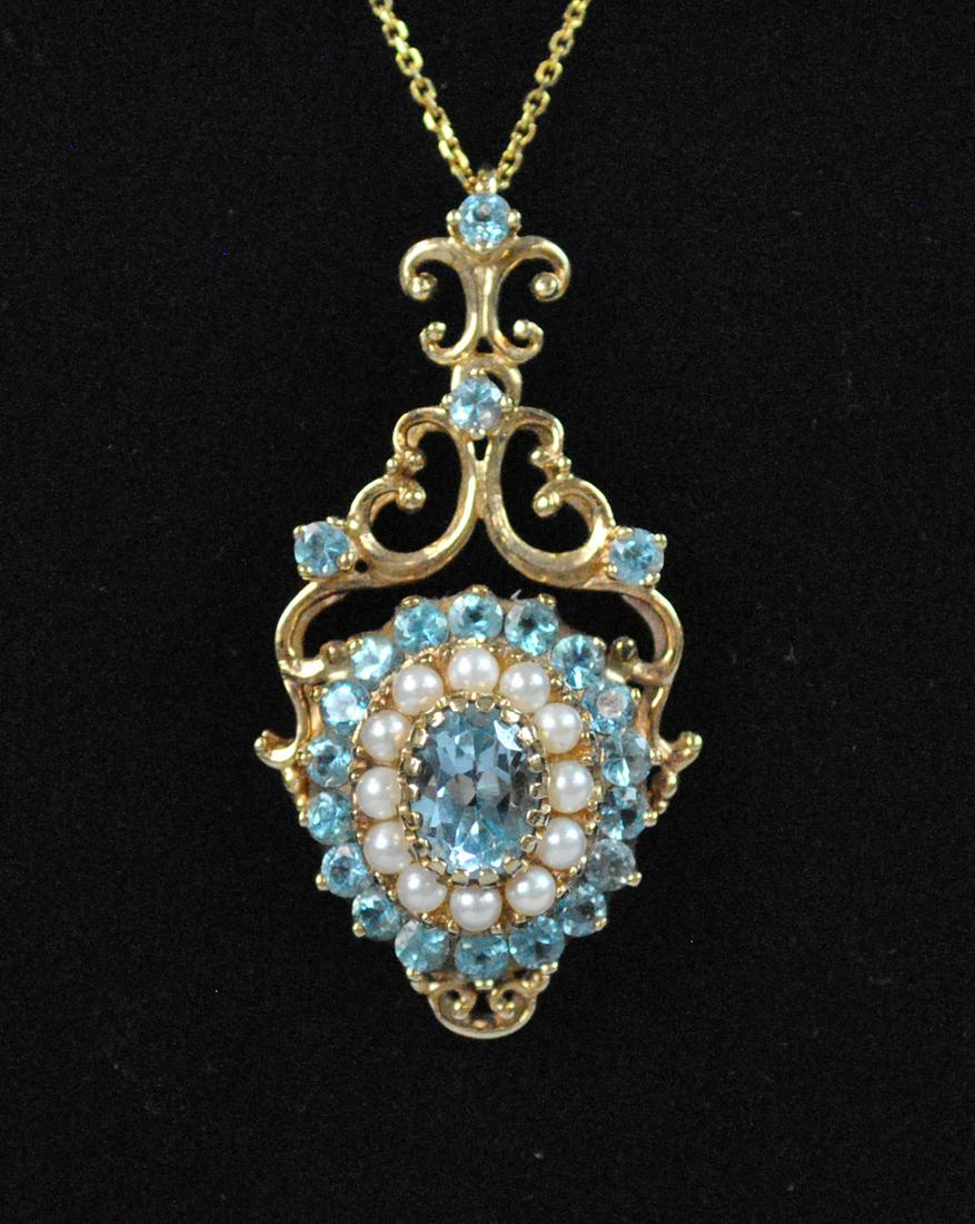 SIFFARI 10K TOPAZ PENDANT ON 14K CHAIN (1 of 2)