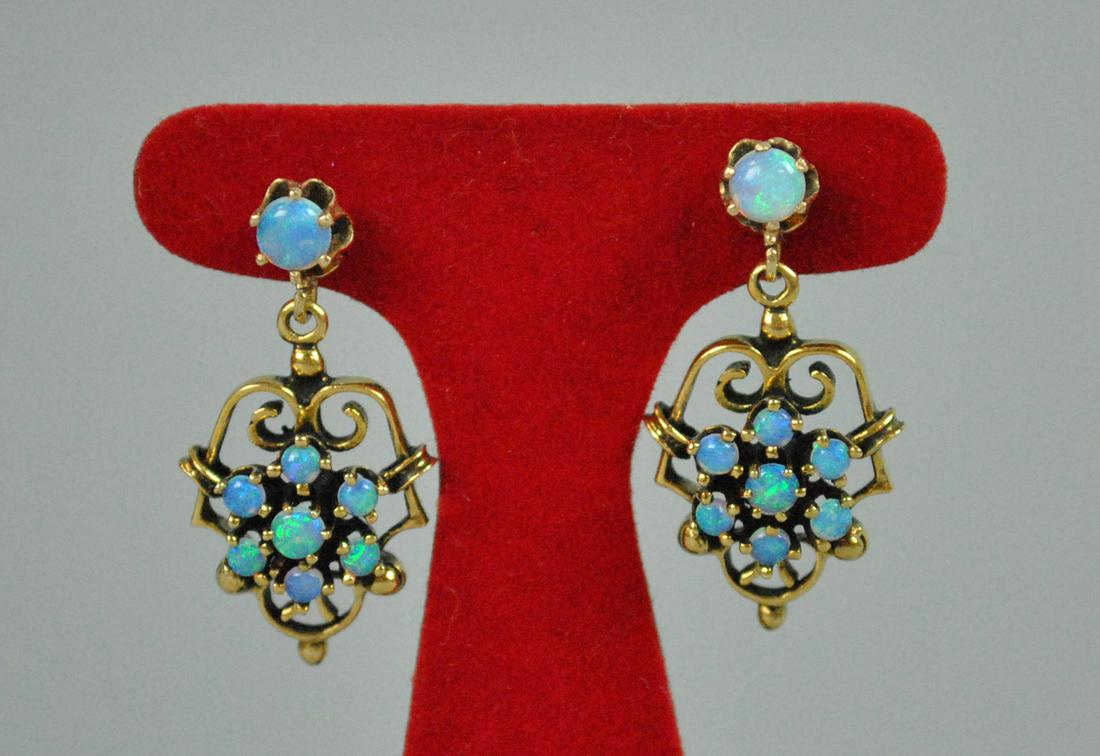 PAIR 14K OPAL DANGLE EARRINGS (1 of 1)