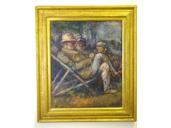 HENRY BOTKIN (American, 1896-1983): Deck Chairs", oil on canvas, signed at lower left, verso with label of Childs Gallery, NY, 21x17in."