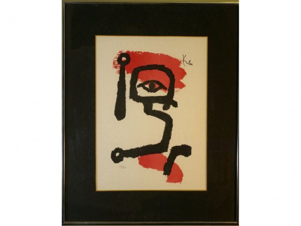 PAUL KLEE (Swiss, 1879-1940): Drummer Boy", color lithograph depicting an abstract face, signed at upper right in plate, pencil numbered 293/300, 14x10in."
