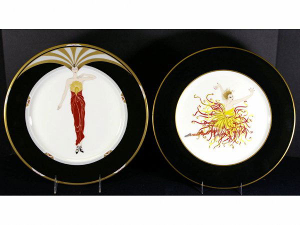 TWO ERTE" SERVICE PLATES": Le Soleil" and "Applause", 12in."