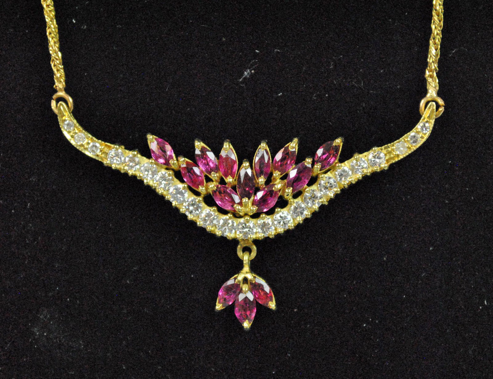 18K RUBY & DIAMOND LAVALIER NECKLACE (1 of 2)