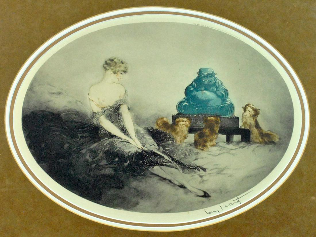 LOUIS ICART ETCHING - PEKINGESE BUDDHA (1 of 6)