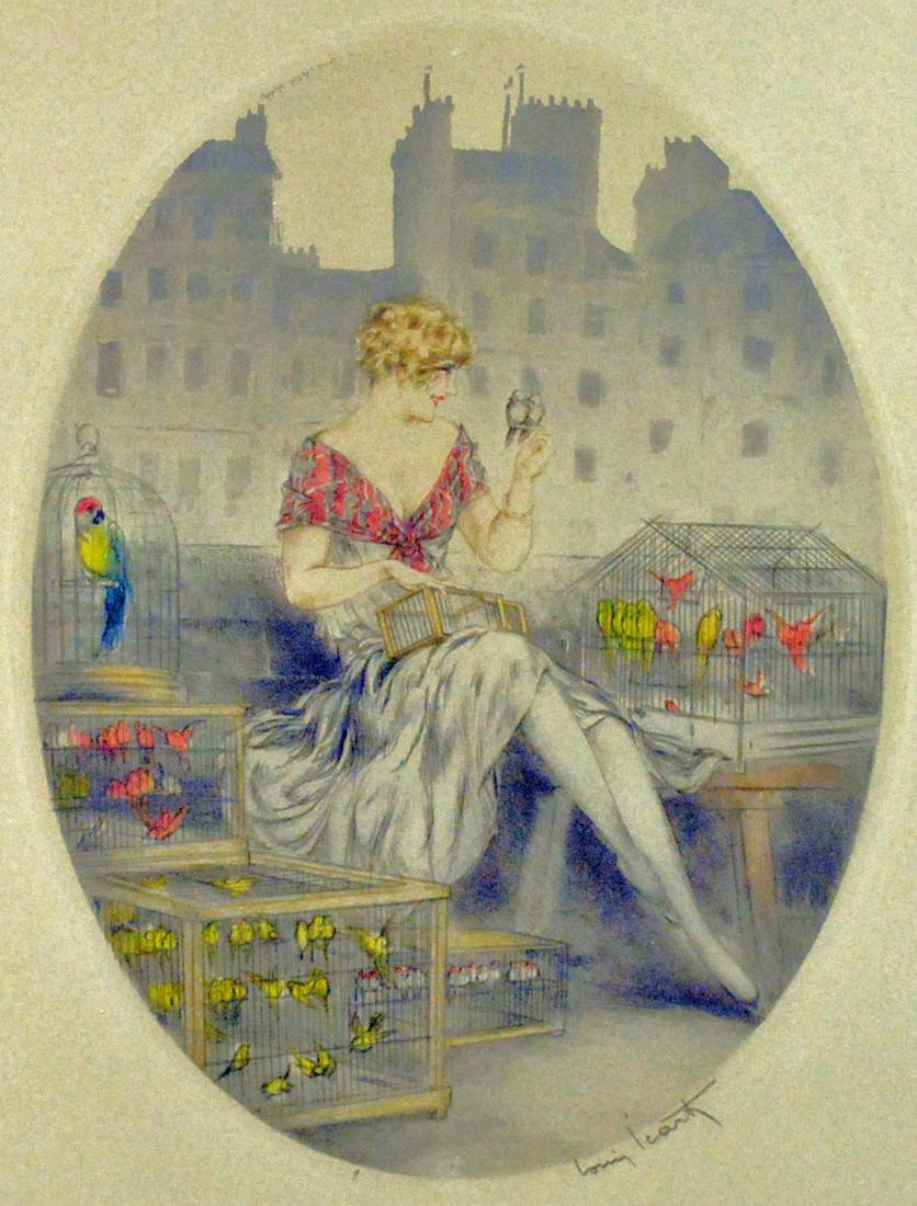 LOUIS ICART ETCHING - BIRD SELLER (1 of 7)
