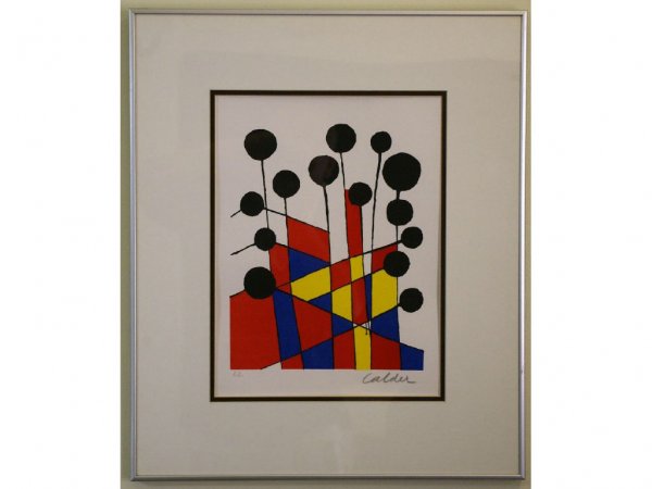 ALEXANDER CALDER (American, 1898-1976): "Abstract with Circles", color serigraph, pencil signed artist's proof, 15x11in.