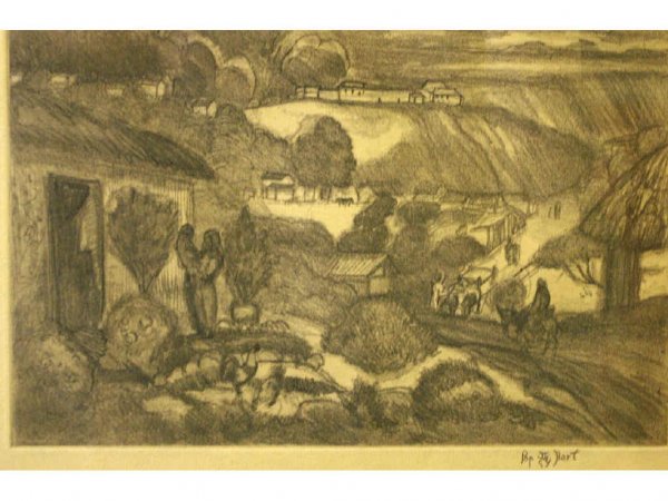 POP HART (American, 1868-1933): "Toiling the Field", lithograph, pencil signed, 7x11in. The Knoop Collection