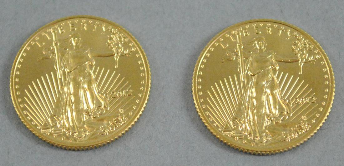 (2) 2012 $5 US AMERICAN GOLD EAGLE COINS (1 of 2)