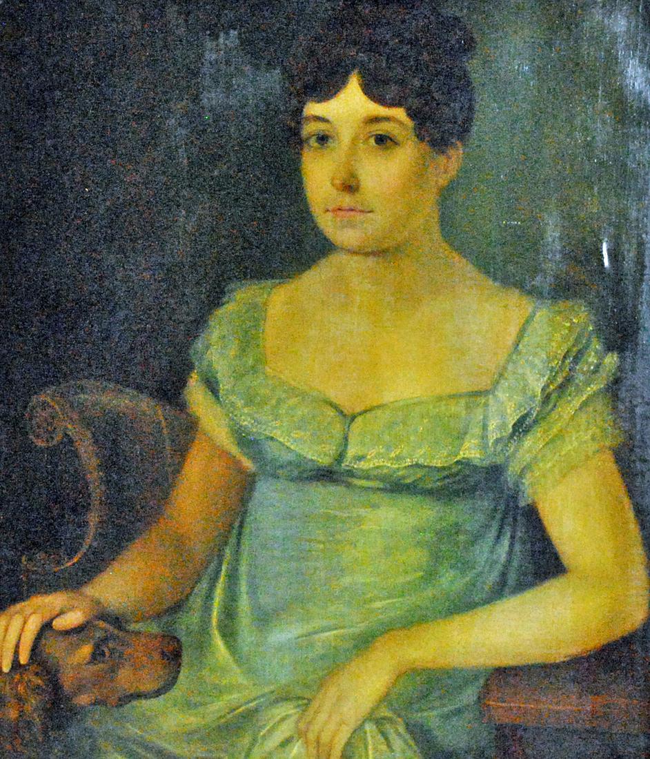 AMERICAN SCHOOL (19THC.), LADY PORTRAIT WITH DOG (1 of 6)