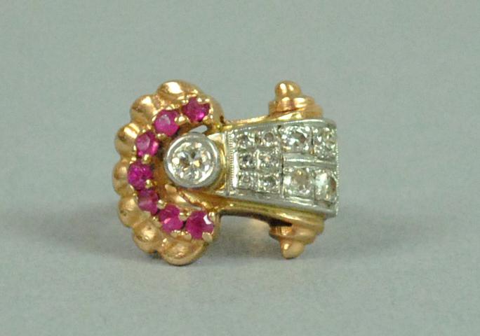 14K RETRO DIAMOND & RUBY RING (1 of 4)