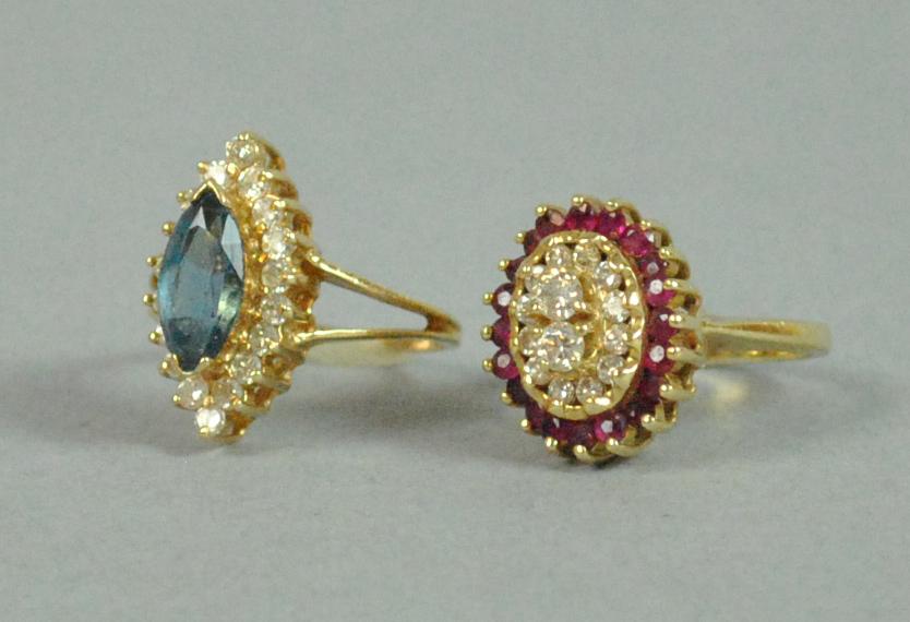 (2) 14K RUBY, TOPAZ & DIAMOND RINGS (1 of 4)