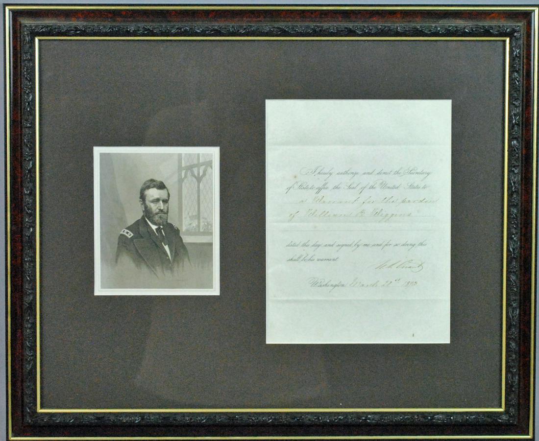 ULYSSES S. GRANT SIGNED PARDON (1 of 3)