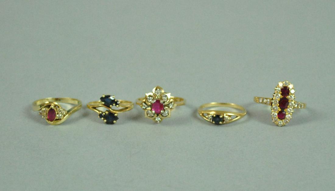(5) 14K RUBY & SAPPHIRE RINGS (1 of 3)
