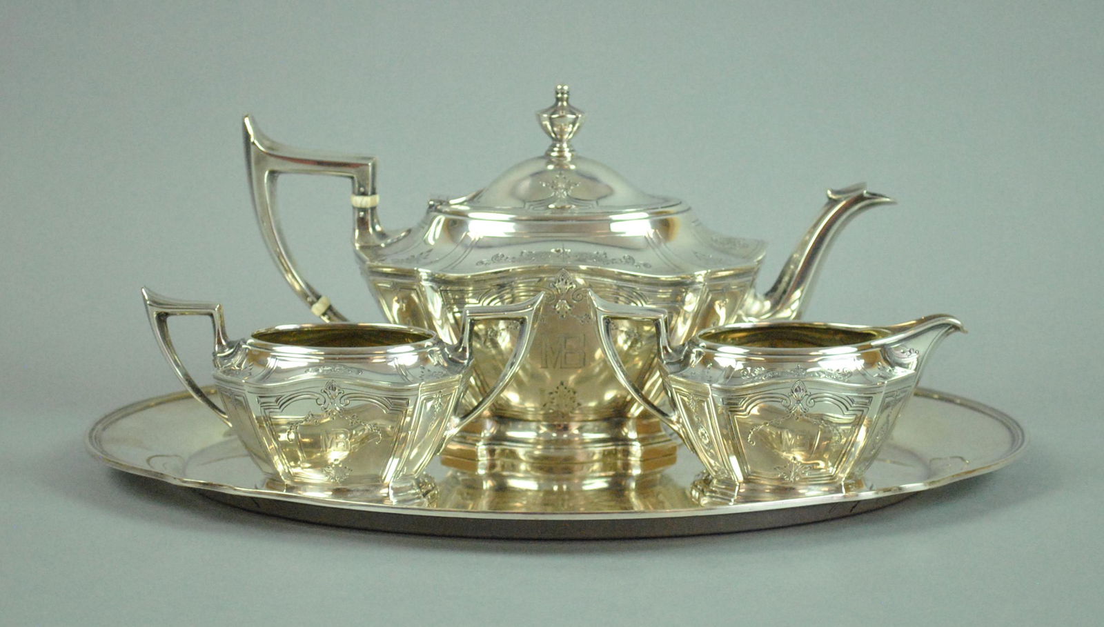 GORHAM-DURGIN (3) PIECE STERLING TEA  SET (1 of 3)