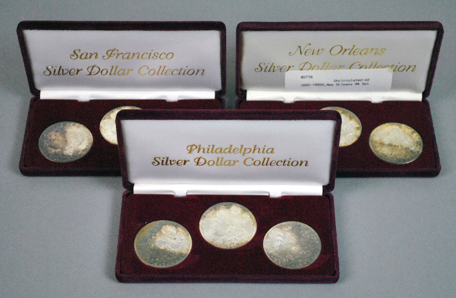 (3) 3-COIN MORGAN DOLLAR MS UNCIRCULATED SETS (1 of 8)