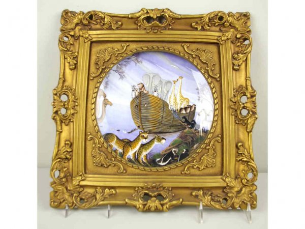 ROYAL DOULTON THE ARK PLATE IN ORNATE FRAME: by Gustavo Novoa, limited edition, 10in.