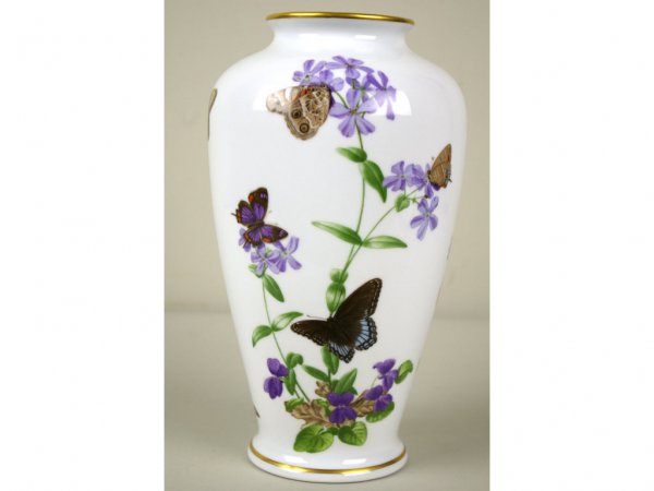 FRANKLIN MINT BUTTERFLY VASE BY JOHN WILKINSON: The Meadowland Butterfly, 11in.