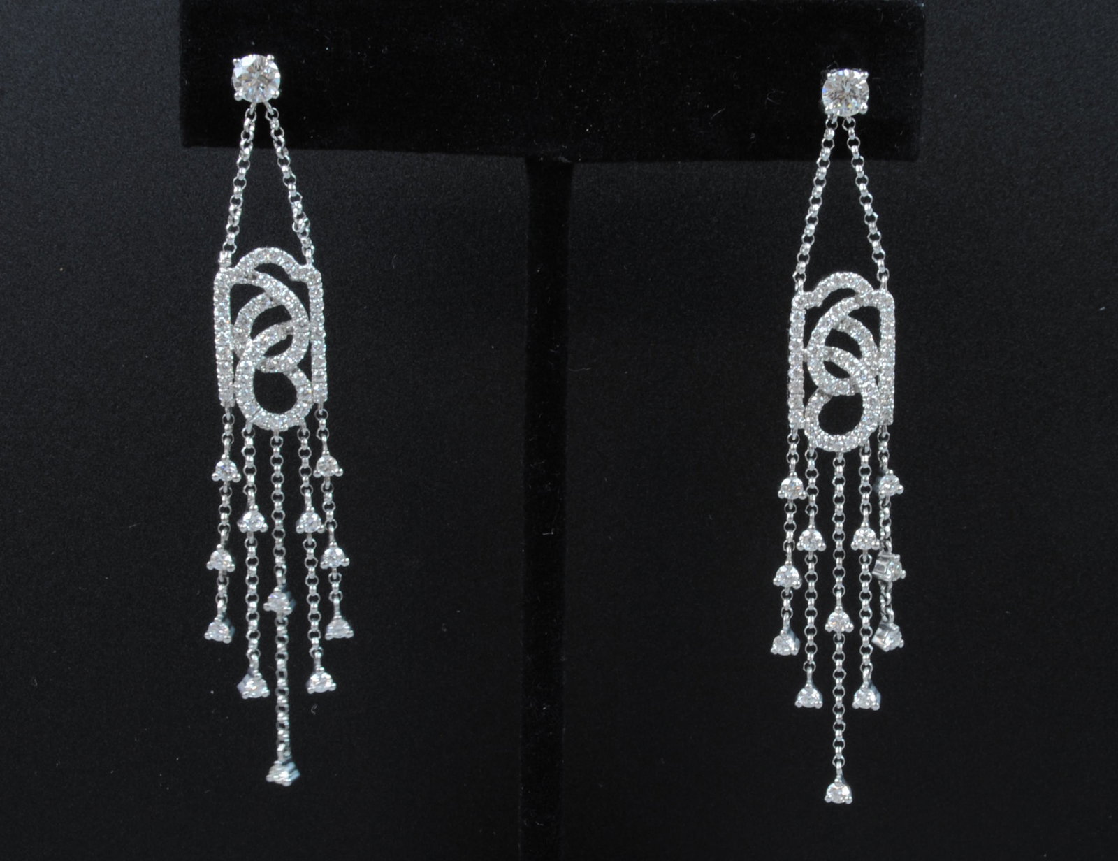 PAIR 18K DIAMOND CHANDELIER EARRINGS (1 of 3)