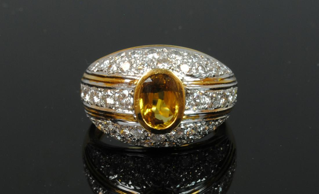 18K YELLOW SAPPHIRE & DIAMOND DOME RING (1 of 8)