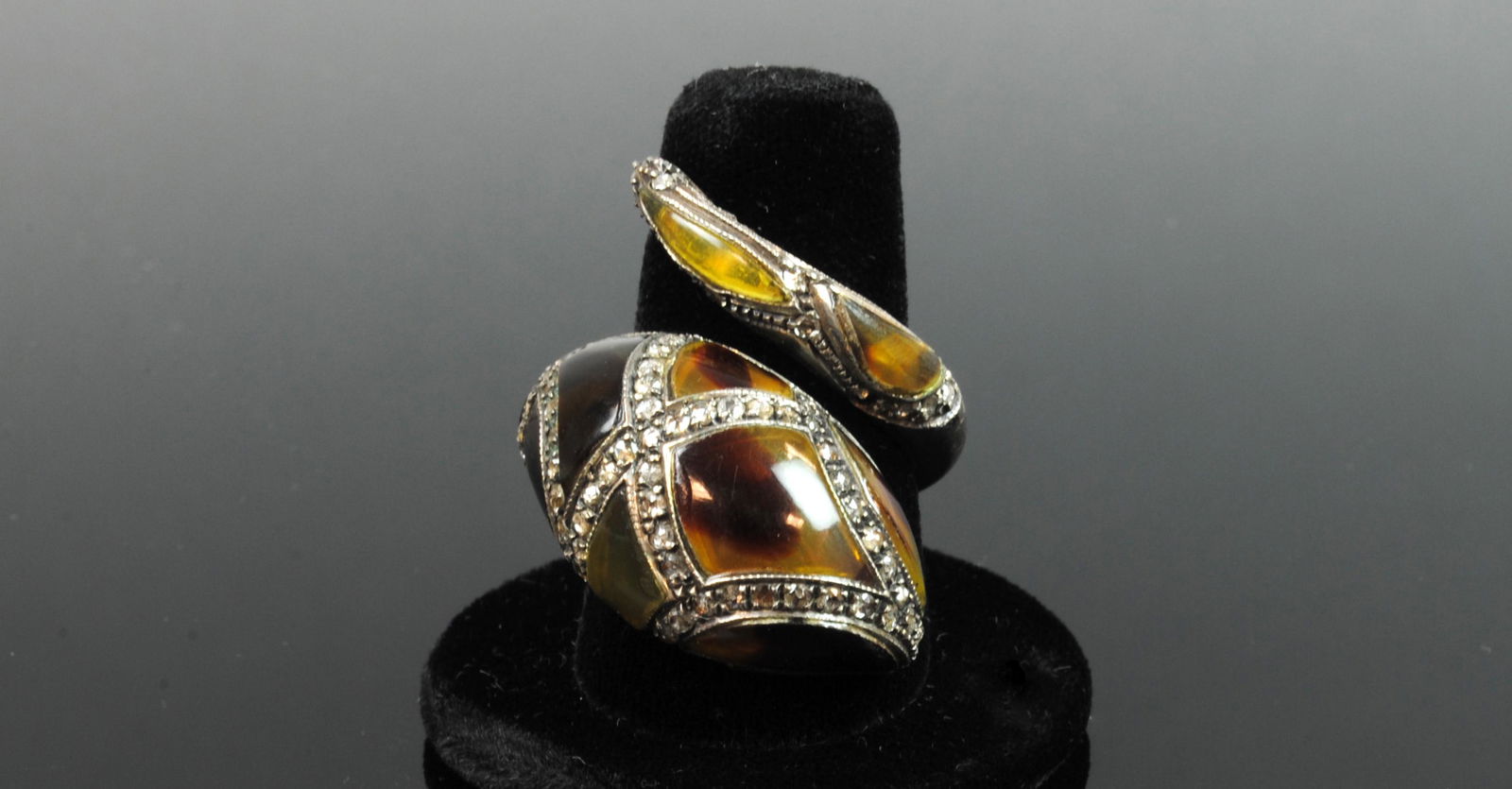 ITALIAN TORTOISE SHELL & DIAMOND SNAKE RING (1 of 6)