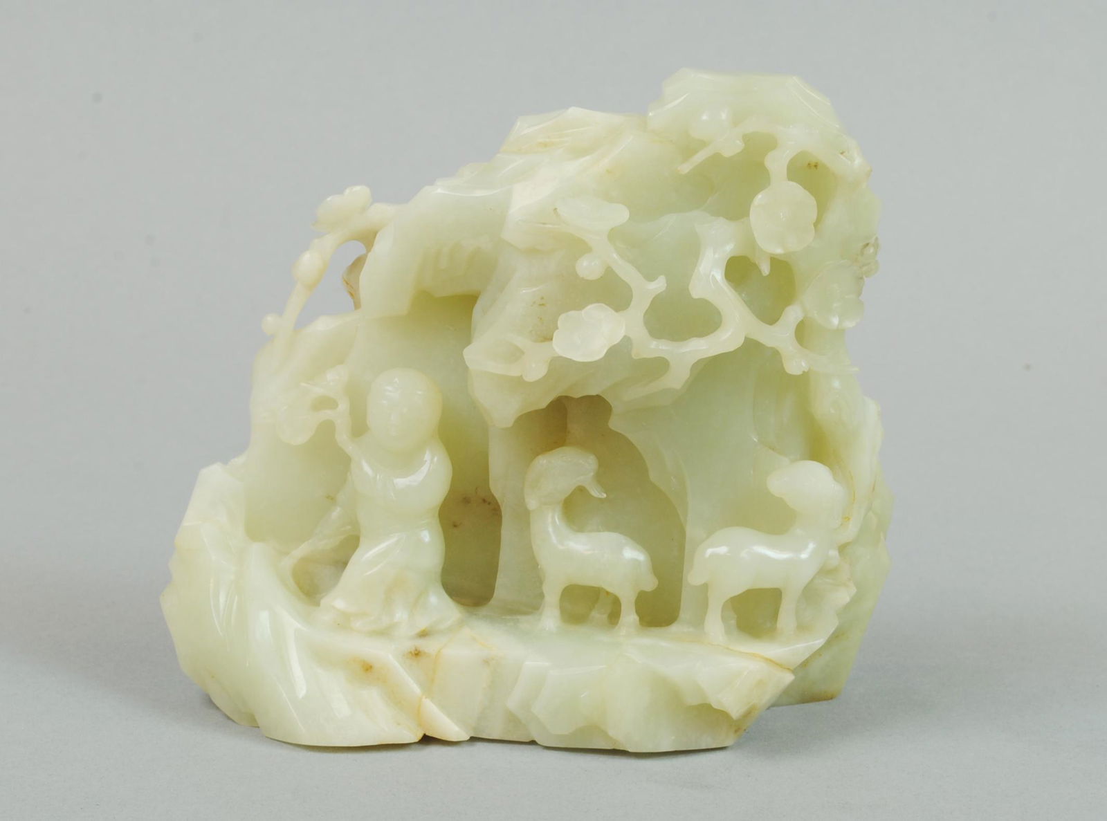 CARVED JADE FIGURAL LANDSCAPE BOULDER GROUP (1 of 5)