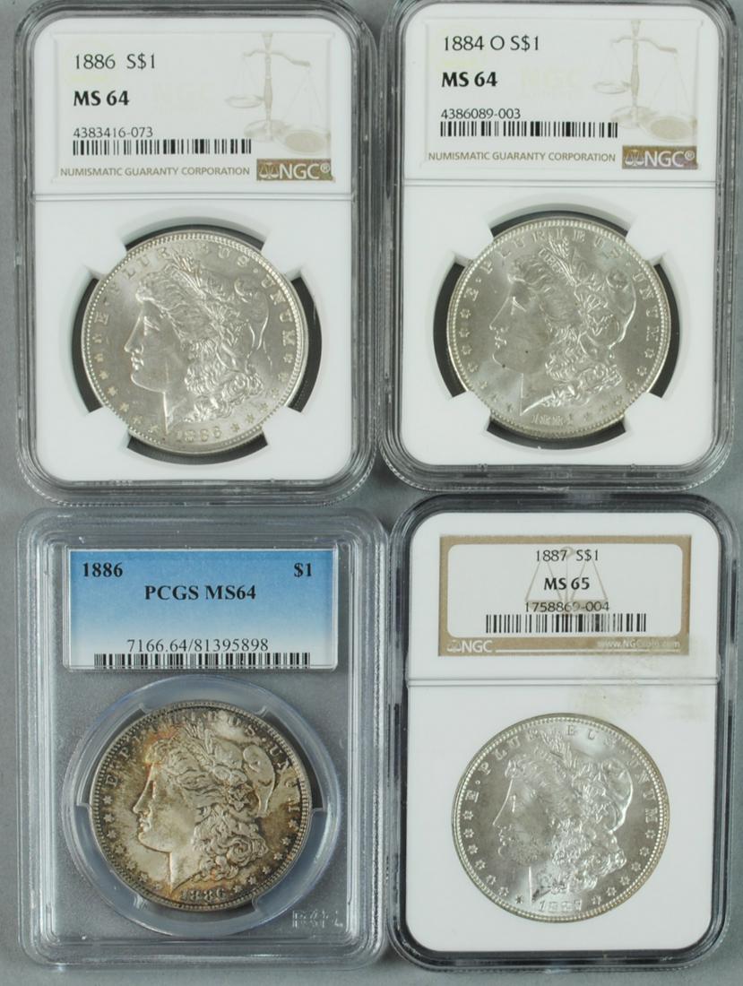 (4) MS64 & MS65 US MORGAN SILVER DOLLARS (1 of 2)