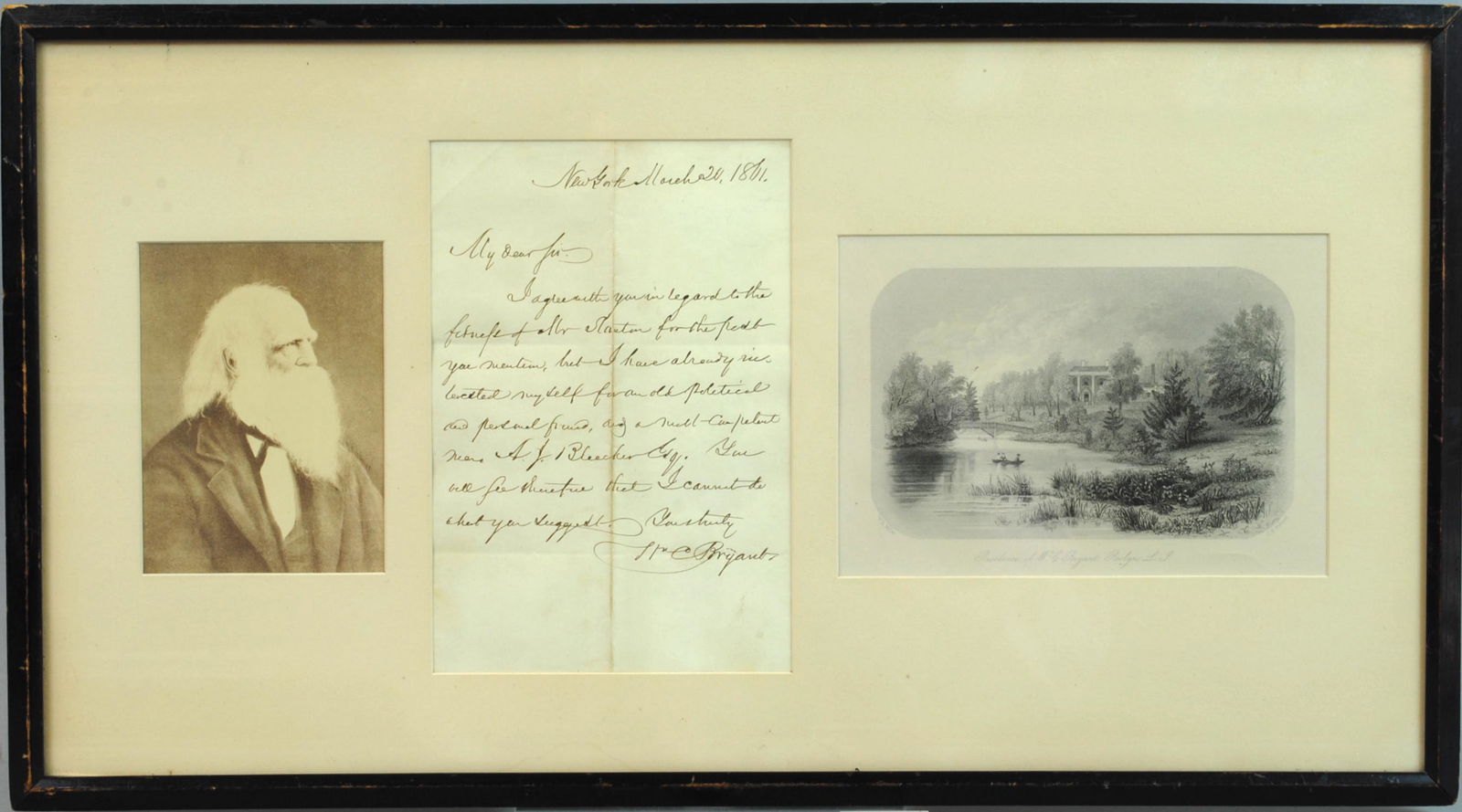WILLIAM CULLEN BRYANT SIGNED LETTER (1 of 2)